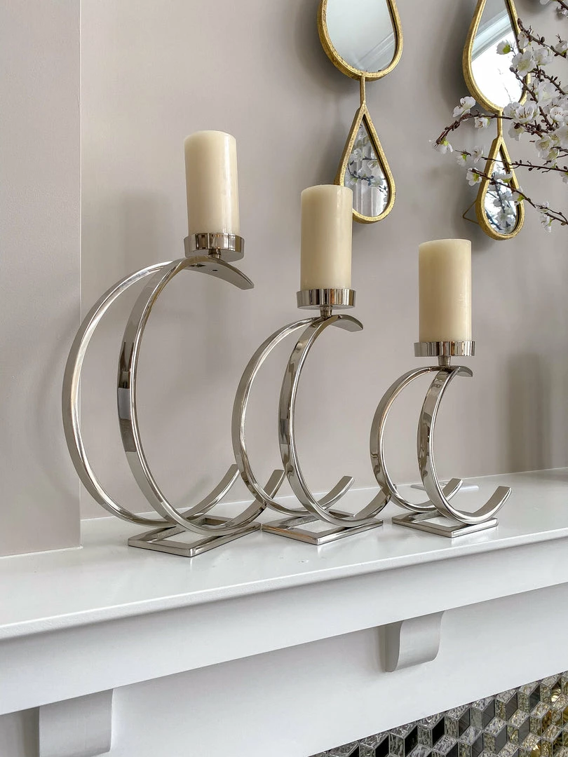 Inspire Me! Home Decor Silver Semi-Circle W/ Marble Top Candle Holder (3 Sizes) 5 Inspire Me! Home Decor Silver Semi-Circle W/ Marble Top Candle Holder (3 Sizes)