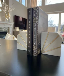 Inspire Me! Home Decor Marble Geometric Bookends