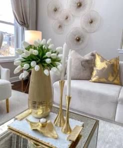 Inspire Me! Home Decor Gold Leaf Tea Light Holder