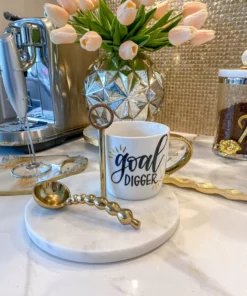 Inspire Me! Home Decor KITCHEN Marble Coffee/Tea Round Serving Tray