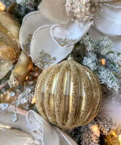 Inspire Me! Home Decor Gold Ribbed Orb Ornaments (2 Colors)