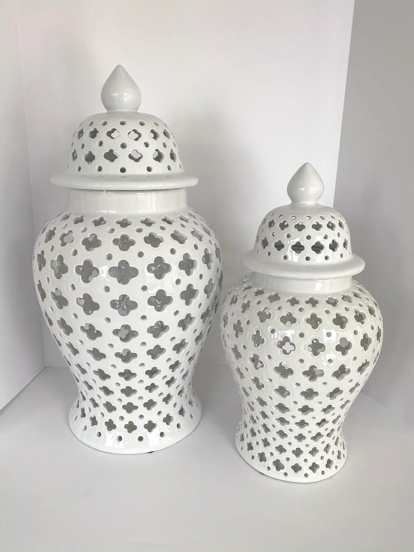 Inspire Me! Home Decor White Ceramic Pierced Ginger Jar (2 Sizes) 5 Inspire Me! Home Decor White Ceramic Pierced Ginger Jar (2 Sizes)