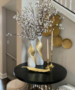 Inspire Me! Home Decor Gold And White Twisted Vase (2 Sizes)