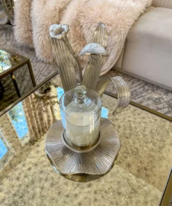 Inspire Me! Home Decor Large Flower Hurricane Candle Holder (2 Colors)