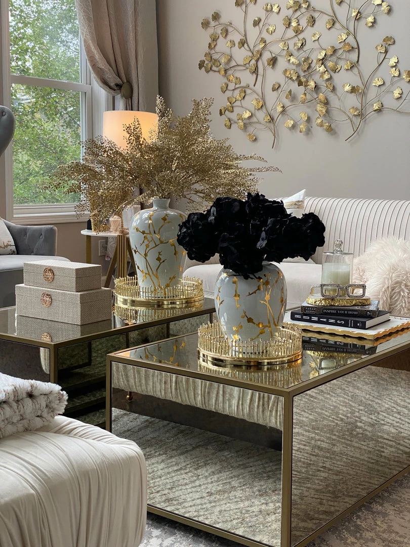 Inspire Me! Home Decor White Vase With Gold Floral Detail (2 Sizes) 5 Inspire Me! Home Decor White Vase With Gold Floral Detail (2 Sizes)