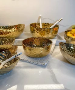 Inspire Me! Home Decor Hammered Porcelain Gold Bowl (2 Sizes)