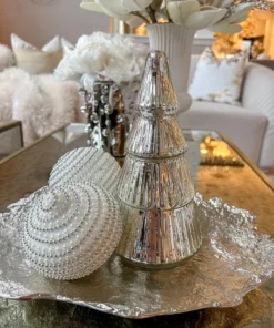 Inspire Me! Home Decor White And Silver Beaded 4" Ornament