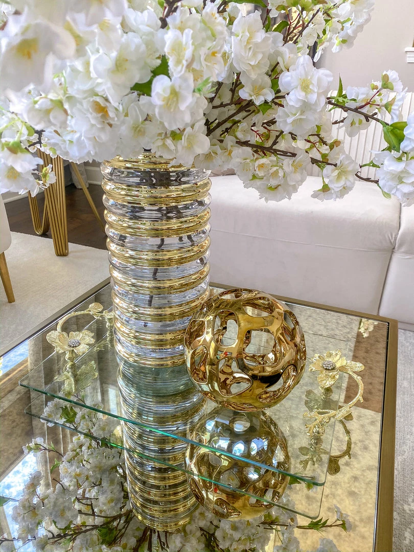 Inspire Me! Home Decor Gold Ribbed Glass Vase (2 Sizes) 3 Inspire Me! Home Decor Gold Ribbed Glass Vase (2 Sizes)