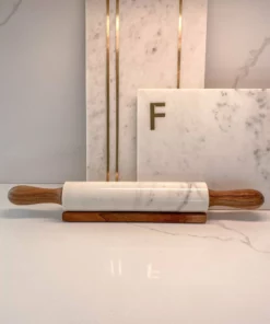 Inspire Me! Home Decor Marble & Acacia Wood Rolling Pin With Rest KITCHEN