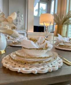 Inspire Me! Home Decor White And Gold Ombre Dinner Set