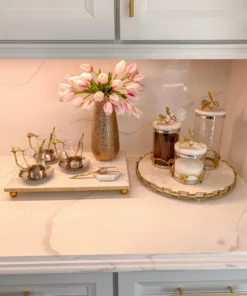 Inspire Me! Home Decor Marble And Gold Metal Leaf Branch Canisters- With Metal Rim (3 Sizes) 26 Inspire Me! Home Decor Marble And Gold Metal Leaf Branch Canisters- With Metal Rim (3 Sizes)