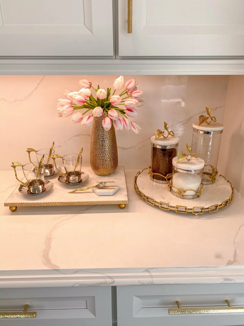 Inspire Me! Home Decor Marble And Gold Metal Leaf Branch Canisters- With Metal Rim (3 Sizes) 12 Inspire Me! Home Decor Marble And Gold Metal Leaf Branch Canisters- With Metal Rim (3 Sizes)