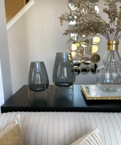 Inspire Me! Home Decor Smoke Grey Glass Planter On Gold Stand (2 Sizes)