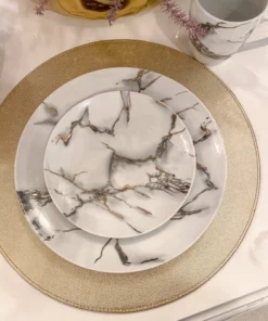 Inspire Me! Home Decor KITCHEN Metallic Marbled 16 Piece Dinner Set