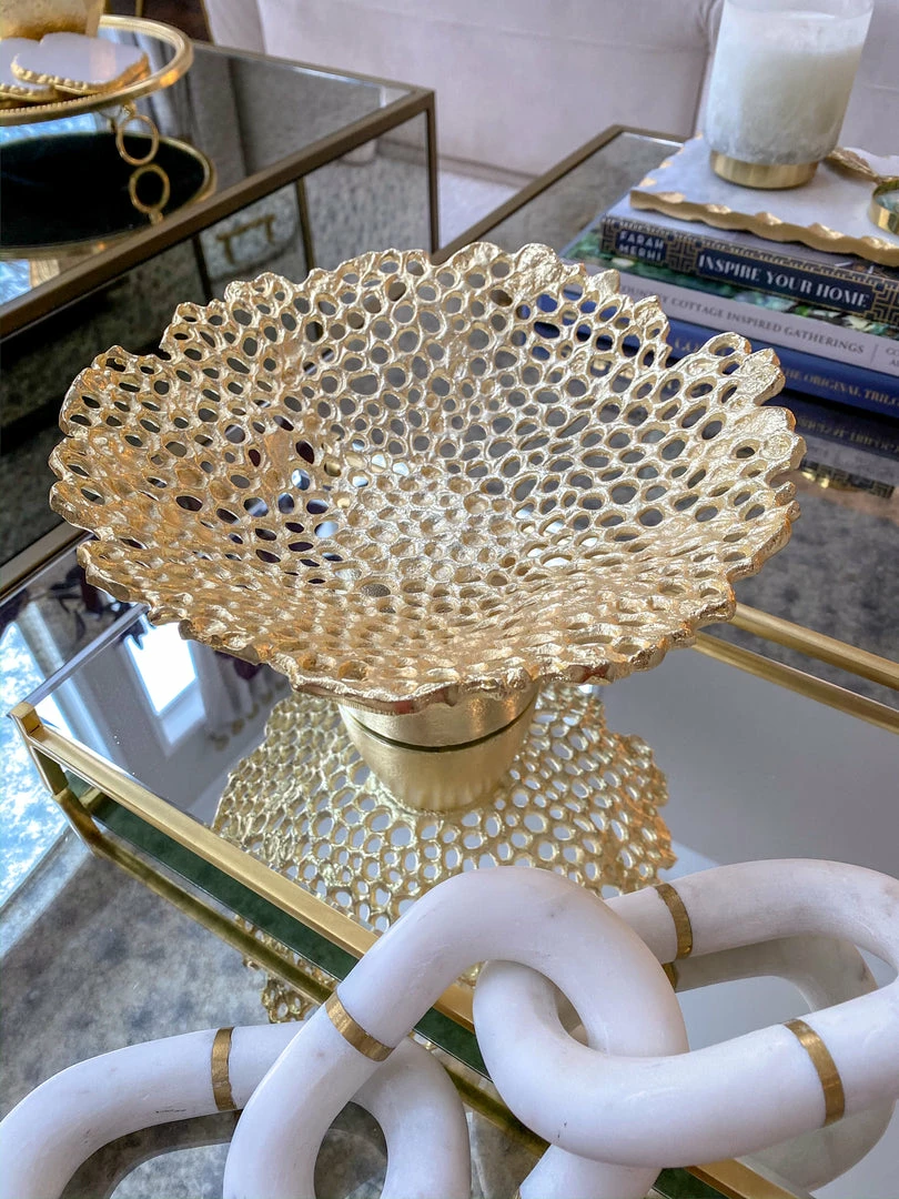Inspire Me! Home Decor Gold Coral Pedestal Bowl 7 Inspire Me! Home Decor Gold Coral Pedestal Bowl