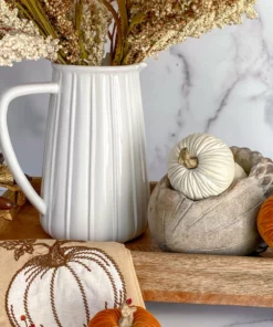 Inspire Me! Home Decor Mini Cream Velvet Decorative Pumpkin
