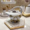 Inspire Me! Home Decor White And Gold Leaf Ornate Tea Pot