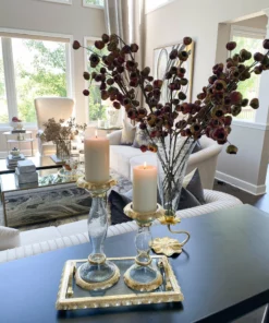 Inspire Me! Home Decor Glass Candle Holders With Gold Ruffle Detail (2 Sizes) 16 Inspire Me! Home Decor Glass Candle Holders With Gold Ruffle Detail (2 Sizes)