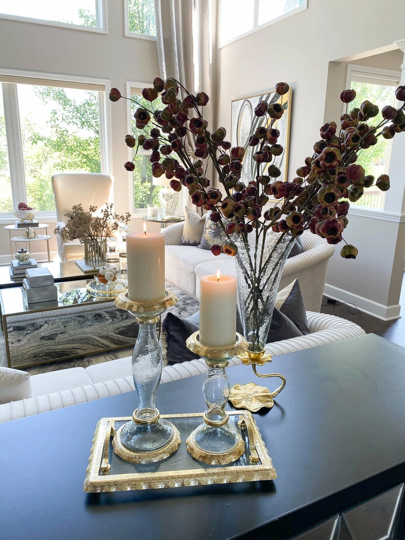 Inspire Me! Home Decor Glass Candle Holders With Gold Ruffle Detail (2 Sizes) 7 Inspire Me! Home Decor Glass Candle Holders With Gold Ruffle Detail (2 Sizes)