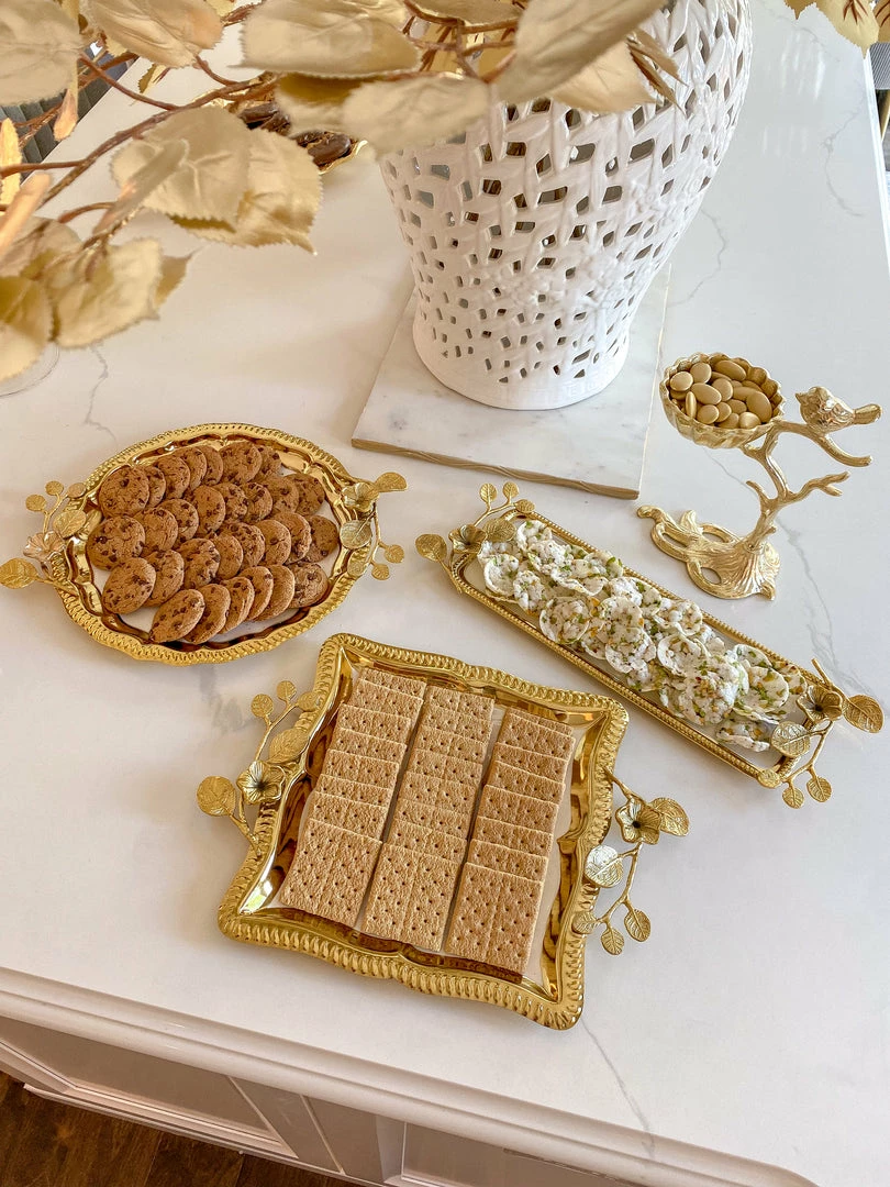 Inspire Me! Home Decor Rectangle Gold Floral Tray With White Enamel Interior 6 Inspire Me! Home Decor Rectangle Gold Floral Tray With White Enamel Interior