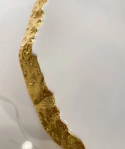 Inspire Me! Home Decor White Enameled Cake Stand With Metallic Edge (2 Colors) KITCHEN