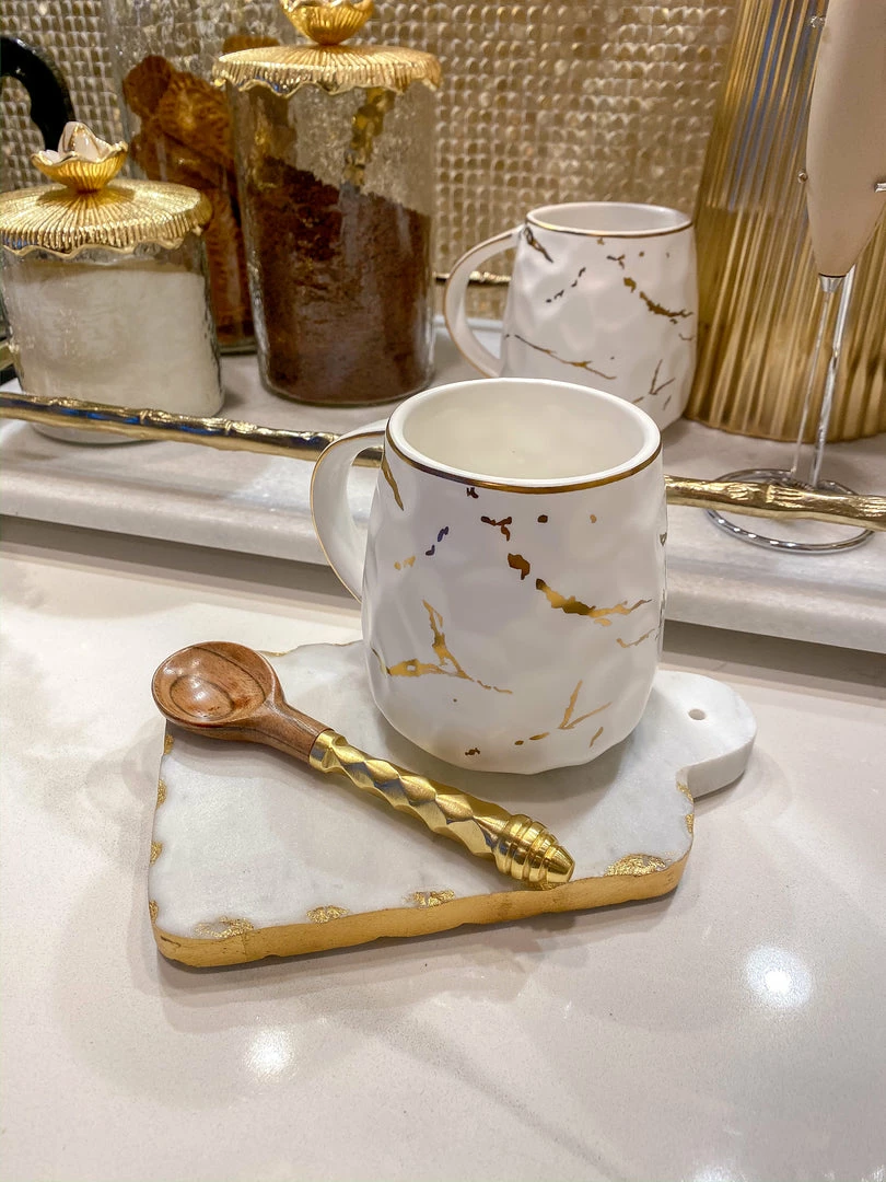 Inspire Me! Home Decor Gold Hammered Handle Wooden Tea Spoon (Set Of 4) 6 Inspire Me! Home Decor Gold Hammered Handle Wooden Tea Spoon (Set Of 4)