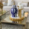 Inspire Me! Home Decor Blue And White Ceramic Ginger Jar With Gold Details