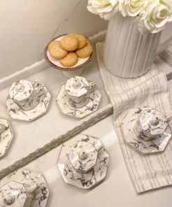 Inspire Me! Home Decor Gold Marbled Hexagon Espresso Tea Set Of 6