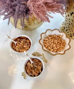 Inspire Me! Home Decor Gold And White Beaded Pedestal Bowl