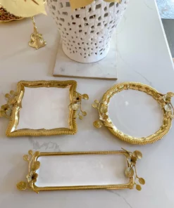 Inspire Me! Home Decor Rectangle Gold Floral Tray With White Enamel Interior 8 Inspire Me! Home Decor Rectangle Gold Floral Tray With White Enamel Interior