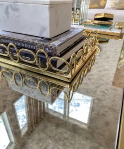 Inspire Me! Home Decor Gold Oval Trim Mirror Glass Tray