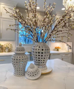 Inspire Me! Home Decor White Ceramic Pierced Ginger Jar (2 Sizes) 14 Inspire Me! Home Decor White Ceramic Pierced Ginger Jar (2 Sizes)