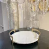 Inspire Me! Home Decor Gold Modern Handle Round Marble Tray 1 Inspire Me! Home Decor Gold Modern Handle Round Marble Tray