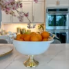 Inspire Me! Home Decor White Porcelain Bowl With White Jeweled Flower Details