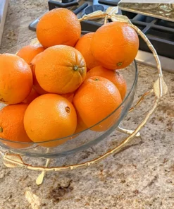 Inspire Me! Home Decor Gold Leaf Detailed Hammered Glass Bowl