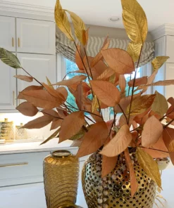 Inspire Me! Home Decor Gold Magnolia Leaf Stem