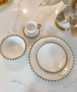 Inspire Me! Home Decor White And Gold Beaded Dinner Set 14 Inspire Me! Home Decor White And Gold Beaded Dinner Set