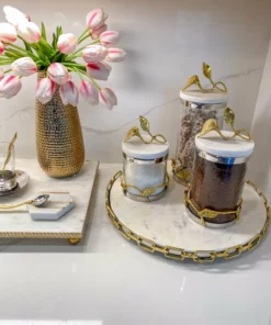 Inspire Me! Home Decor Marble And Gold Metal Leaf Branch Canisters- With Metal Rim (3 Sizes) 29 Inspire Me! Home Decor Marble And Gold Metal Leaf Branch Canisters- With Metal Rim (3 Sizes)