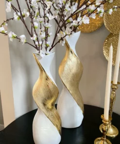 Inspire Me! Home Decor Gold And White Twisted Vase (2 Sizes)