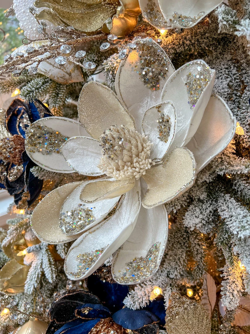 Inspire Me! Home Decor Large Beaded Ivory Magnolia Stem 6 Inspire Me! Home Decor Large Beaded Ivory Magnolia Stem