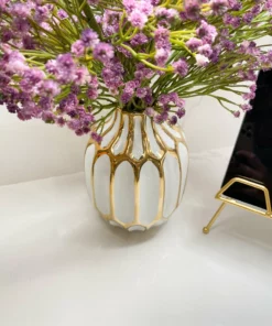 Inspire Me! Home Decor White And Gold Pattern Vase