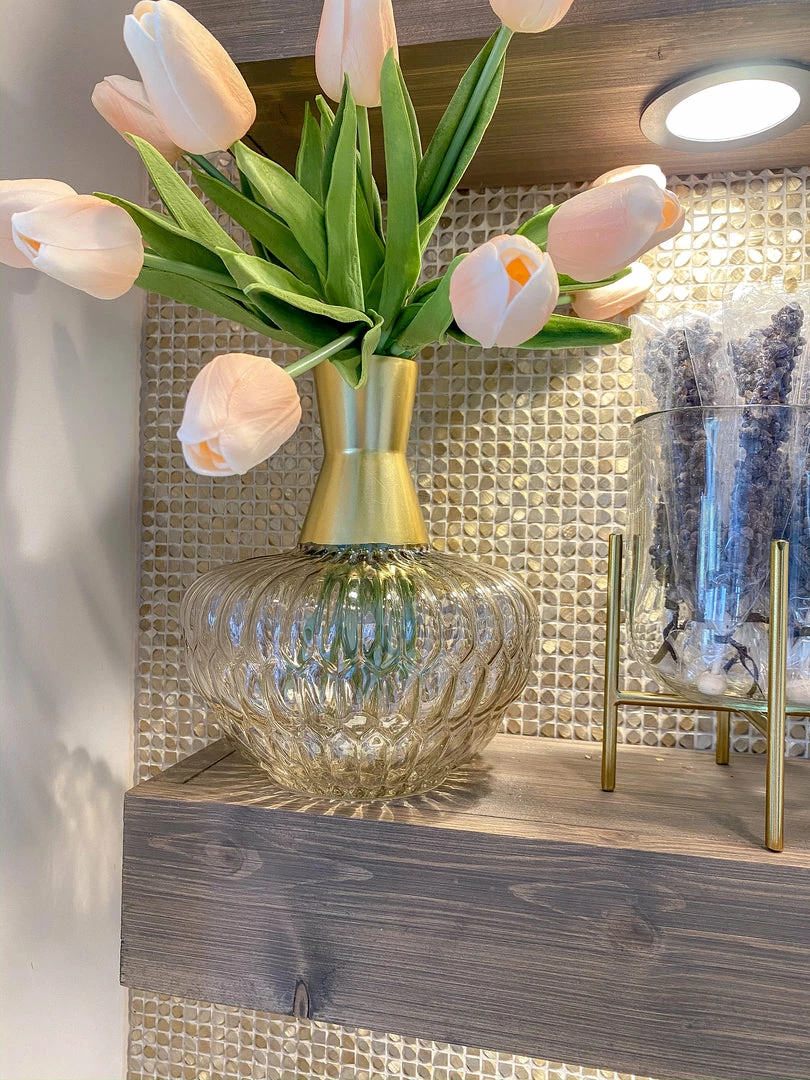 Inspire Me! Home Decor Amber Glass Vase With Gold Neck (2 Sizes) 4 Inspire Me! Home Decor Amber Glass Vase With Gold Neck (2 Sizes)