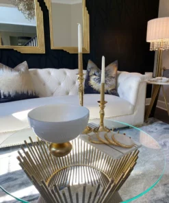 Inspire Me! Home Decor White Glass Bowl With Gold Round Base