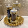 Inspire Me! Home Decor Gold Beaded Canisters W/ Marble Lid (3 Sizes) 2 Inspire Me! Home Decor Gold Beaded Canisters W/ Marble Lid (3 Sizes)