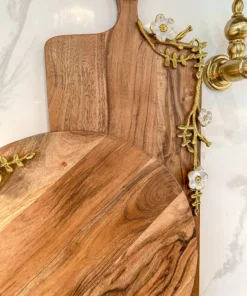 Inspire Me! Home Decor Large Wood Charcuterie Board W/ Cherry Blossom Design With Handle ( 2 Shapes ) KITCHEN