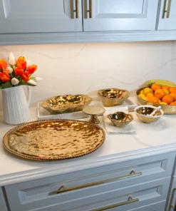 Inspire Me! Home Decor Gold And White Snack Bowl And Spoon Set