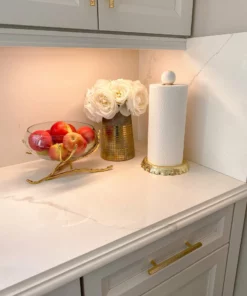 Inspire Me! Home Decor Large Glass Bowl W/ Metal Gold Branch Base