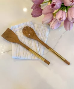 Inspire Me! Home Decor Wood Servers W/ Gold Metal Handles