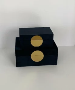 Inspire Me! Home Decor Set Of 2 Velvet Black Boxes With Gold Circle