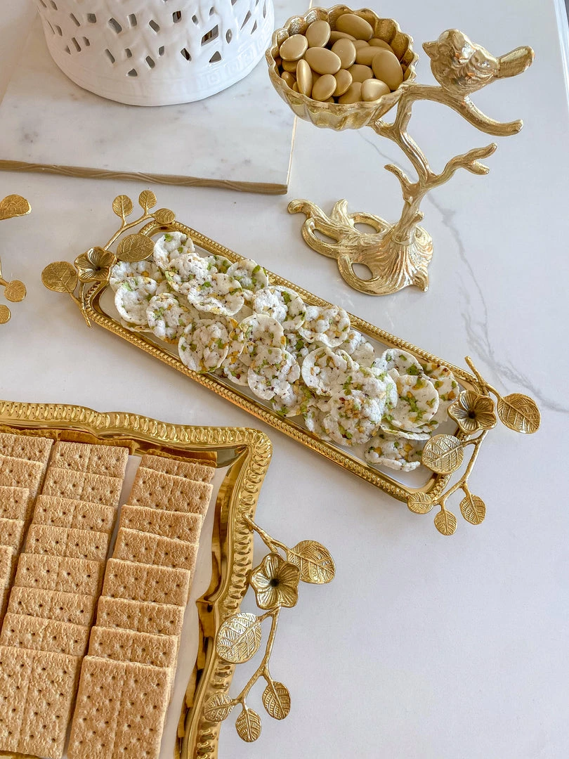 Inspire Me! Home Decor Rectangle Gold Floral Tray With White Enamel Interior 3 Inspire Me! Home Decor Rectangle Gold Floral Tray With White Enamel Interior